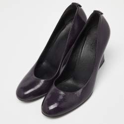 Gucci Purple Patent Leather Wedge Pumps Size 38