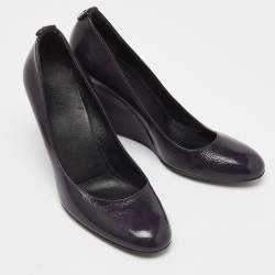 Gucci Purple Patent Leather Wedge Pumps Size 38