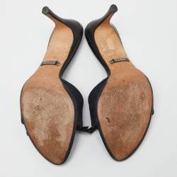 Pre Owned Gucci Black Monogram Canvas Bow Slide Sandals Size 36