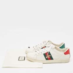Gucci White Leather Embroidered Bee Ace Sneakers Size 38