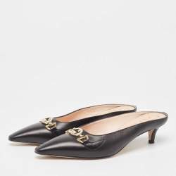 Gucci Black Leather Zumi Mules Size 37.5