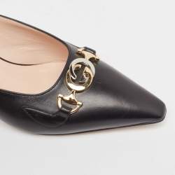 Gucci Black Leather Zumi Mules Size 37.5