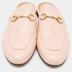 Gucci Pink Leather Princetown Mules Size 40