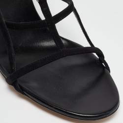 Gucci Black Suede Interlocking G Ankle Strap Sandals Size 40