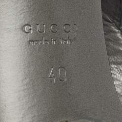 مملوكة مسبقًا Gucci Grey Leather Ankle Strap Platform Sandals Size 40