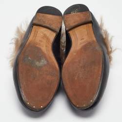 Gucci Black Leather Fur Lined Jordaan Loafers Size 38