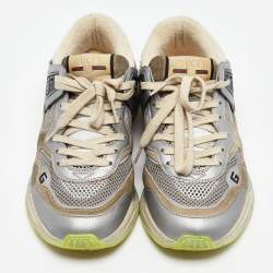 Gucci Grey/Beige Suede and Mesh Ultrapace Sneakers Size 38