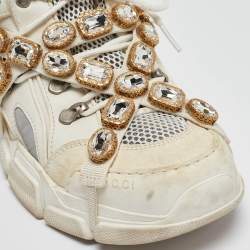 Gucci White Leather And Mesh Flashtrek Chunky Sneakers Size 39