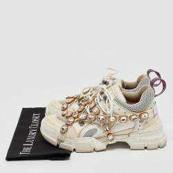 Gucci White Leather And Mesh Flashtrek Chunky Sneakers Size 39