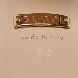 مملوكة مسبقًا Gucci Cream Leather Web Bow Flower Block Heel Ankle Strap Sandals Size 39