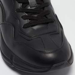 Gucci Black Leather Rhyton Sneakers Size 38