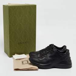 Gucci Black Leather Rhyton Sneakers Size 38