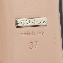 Pre Owned Gucci Black Leather Studded Cap Toe Ballet Flats Size 37