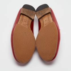 Pre Owned Gucci Red Leather Jordaan Loafers Size 36