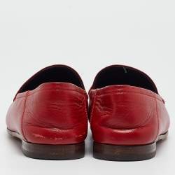 Pre Owned Gucci Red Leather Jordaan Loafers Size 36