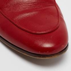 Pre Owned Gucci Red Leather Jordaan Loafers Size 36