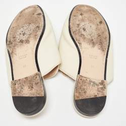 Gucci Cream Leather Strawberry Print Princetown Flat Mules Size 39