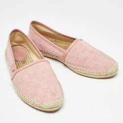 Pre Owned Gucci Pink GG Canvas Espadrille Flats Size 40