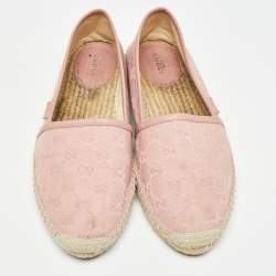 Pre Owned Gucci Pink GG Canvas Espadrille Flats Size 40