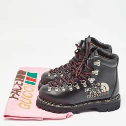 Gucci x The North Face Black Leather Hiking Ankle Boots Size 36