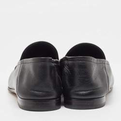 Pre Owned Gucci Black Leather Foldable Slim Horsebit Loafers Size 39.5