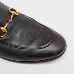 Pre Owned Gucci Black Leather Foldable Slim Horsebit Loafers Size 39.5