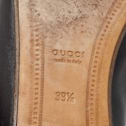 Pre Owned Gucci Black Leather Foldable Slim Horsebit Loafers Size 39.5
