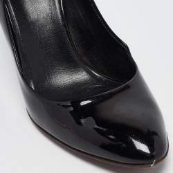 Pre Owned Gucci Black Patent Leather Round Toe Pumps Size 38.5