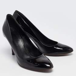 Pre Owned Gucci Black Patent Leather Round Toe Pumps Size 38.5