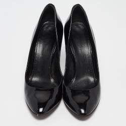 Pre Owned Gucci Black Patent Leather Round Toe Pumps Size 38.5