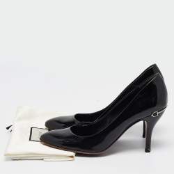 Pre Owned Gucci Black Patent Leather Round Toe Pumps Size 38.5