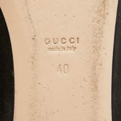 Pre Owned Gucci Black Suede GG Marmont Fringe Ballet Flats Size 40