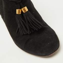 Gucci Black Suede Tassel Zip Ankle Booties Size 38.5