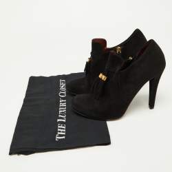 Gucci Black Suede Tassel Zip Ankle Booties Size 38.5