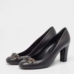 Gucci Black Leather Horsebit Pumps Size 38.5