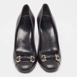 Gucci Black Leather Horsebit Pumps Size 38.5