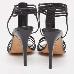 Gucci Black Leather Strappy Ankle Cuff Sandals Size 38