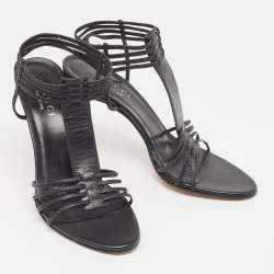 Gucci Black Leather Strappy Ankle Cuff Sandals Size 38