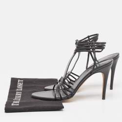 Gucci Black Leather Strappy Ankle Cuff Sandals Size 38