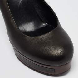 Gucci Black Leather Platform Round Toe Pumps Size 39.5