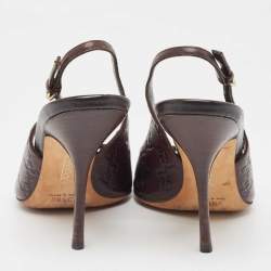 مملوكة مسبقًا Gucci Brown Leather GG Slingback Sandals Size 38.5