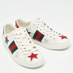 مملوكة مسبقًا Gucci White Leather Star Ace Sneakers Size 37