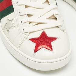 مملوكة مسبقًا Gucci White Leather Star Ace Sneakers Size 37