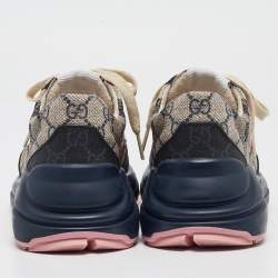 Gucci Multicolor GG Supreme Canvas Rhyton Sneakers Size 36