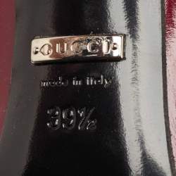 Pre Owned Gucci Plum Leather Kim Lace Up Ankle Booties Size 39.5