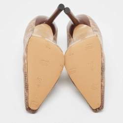 Gucci Brown Karung Leather Square Toe Pumps Size 38