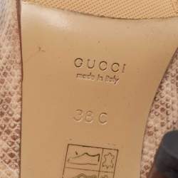Gucci Brown Karung Leather Square Toe Pumps Size 38