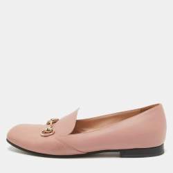 Gucci Pink Leather Horsebit Loafers Size 39