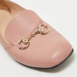 Gucci Pink Leather Horsebit Loafers Size 39