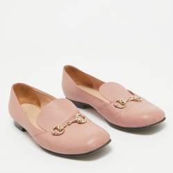 Gucci Pink Leather Horsebit Loafers Size 39